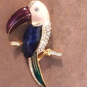 Vintage designer parrot brooch